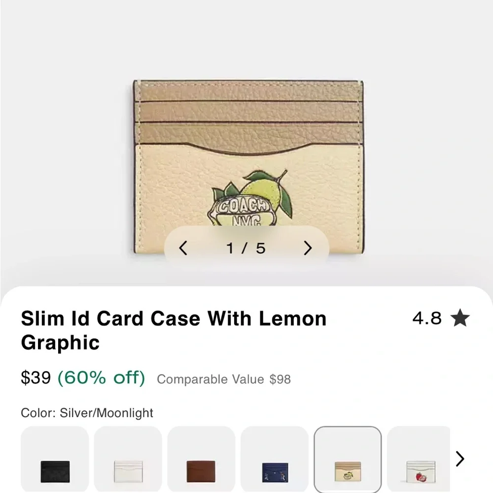 Coach Mini Skinny ID Case with Orange Print coach coin card keychains nwt $129